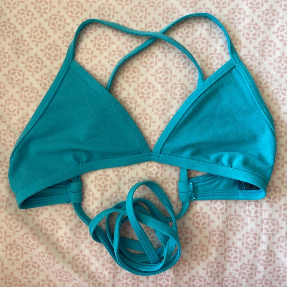 Light blue Jolyn triangle bikini top tie back